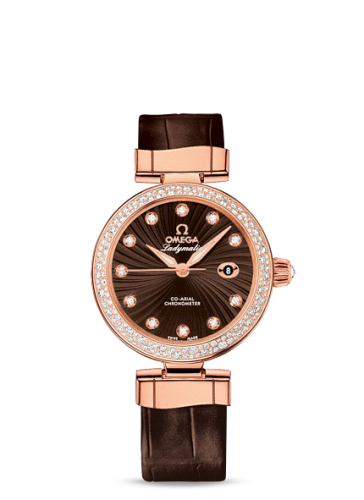 Omega LadyMatic Co-Axial 34 Red Gold / Diamond / Brown